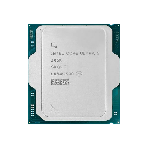 نمای روبه‌رو پردازنده Intel Core Ultra 5 245K Tray با Spec Code SRQCT و سوکت LGA1851