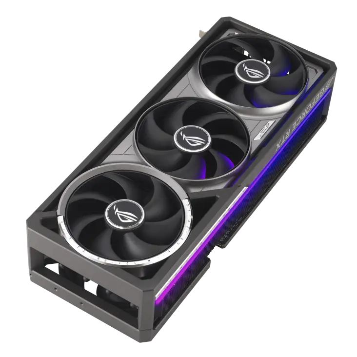 کارت گرافیک ASUS ROG Astral GeForce RTX 5080 OC – نمای زاویه‌ای بدون پس‌زمینه