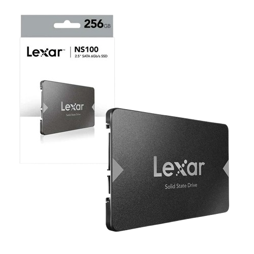 نمای زاویه دار با جعبه ی اس اس دی Lexar NS100 256GB SATA III 2.5 Inch