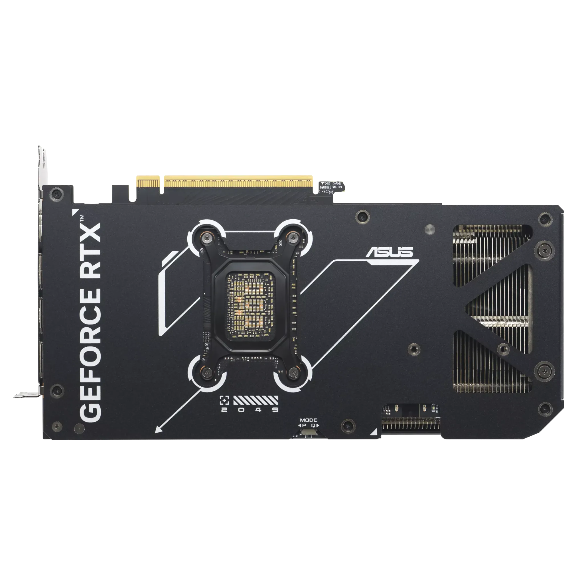 نمای پشت کارت گرافیک ASUS Dual GeForce RTX 5070 با طراحی خنک‌کننده و بک‌پلیت فلزی مقاوم