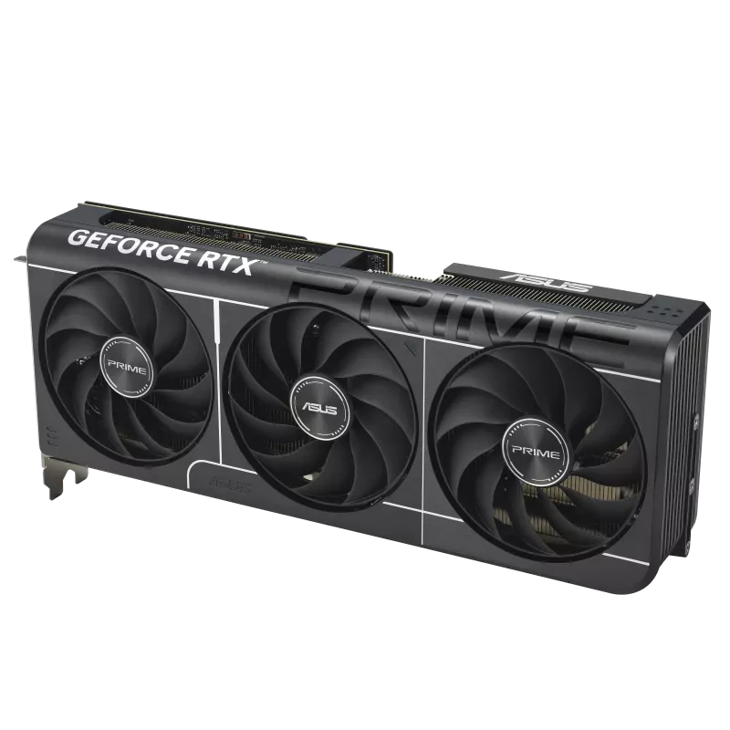 کارت گرافیک ASUS PRIME GeForce RTX 5070 نمای سهرخ کارت گرافیک ASUS PRIME GeForce RTX 5070 با سه فن Axial-tech