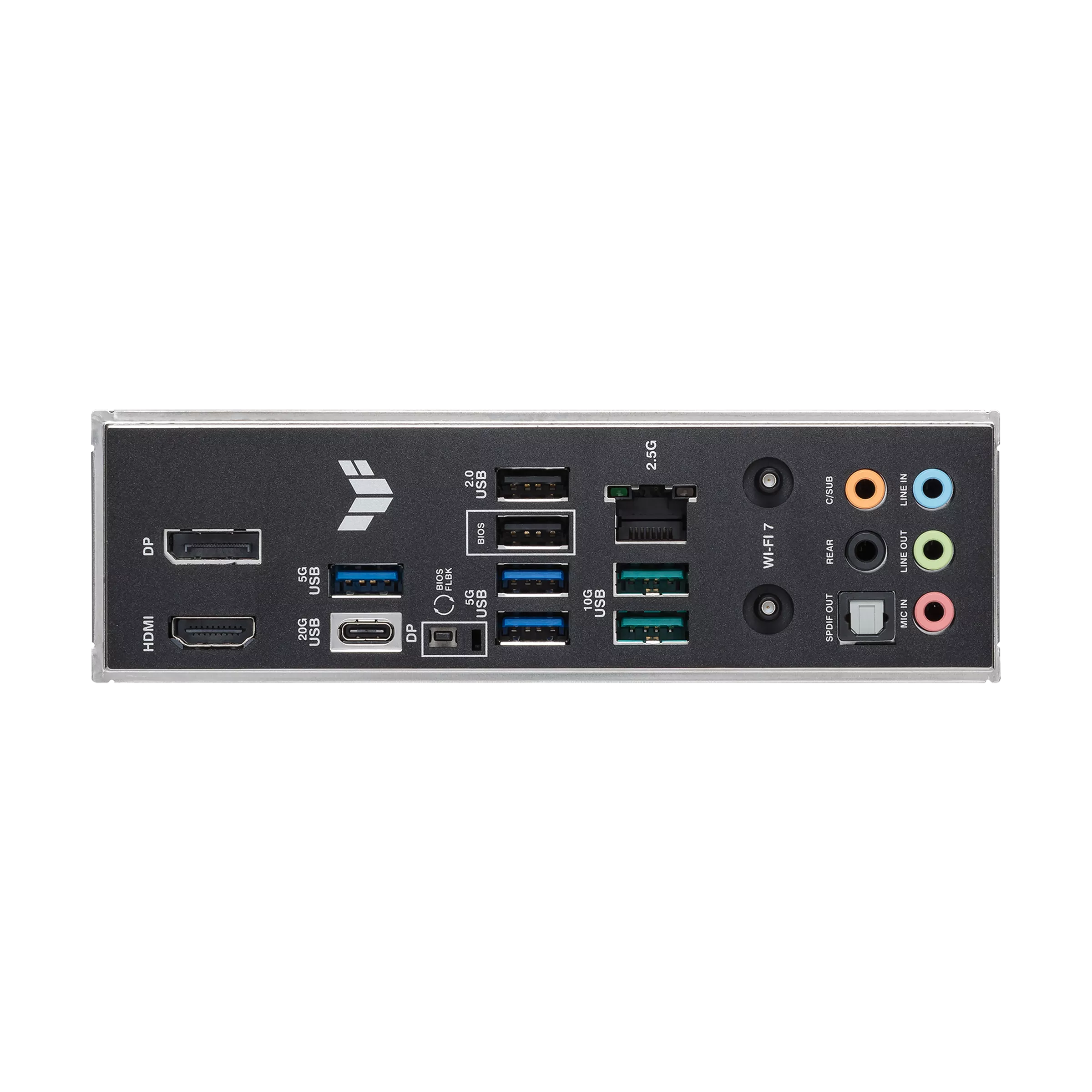 پنل پشتی مادربرد ASUS TUF GAMING B860-PLUS WIFI با پورت‌های USB، LAN و WiFi 7