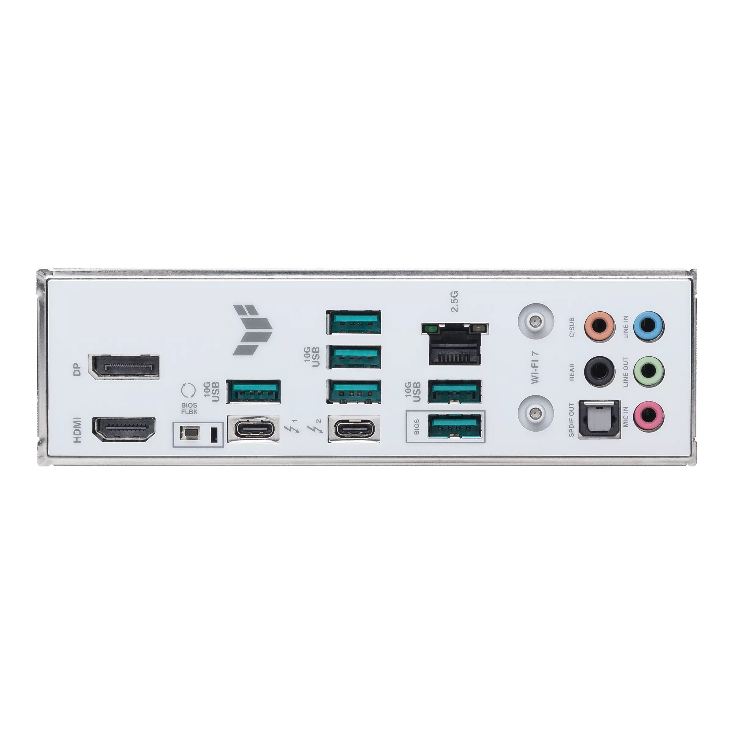 پنل پشتی مادربرد ASUS TUF GAMING Z890-PRO WIFI شامل USBهای پرسرعت، HDMI، DisplayPort و شبکه 2.5GbE