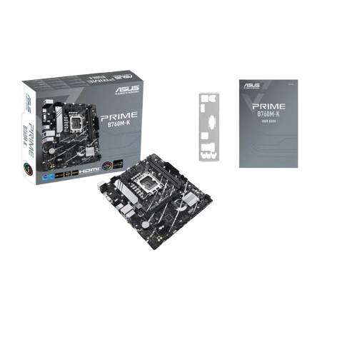 مادربرد ASUS PRIME B760M-K DDR5 به همراه جعبه و لوازم داخل بسته