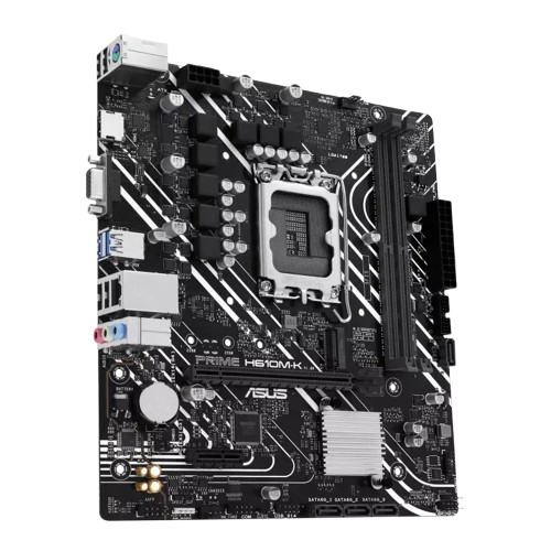 طراحی مادربرد ایسوس PRIME H610M-K DDR5 نمای سهبعدی مادربرد ایسوس PRIME H610M-K با چیپست Intel H610